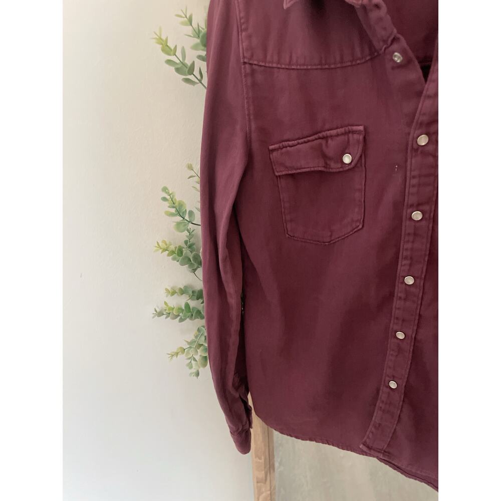 ba&sh Burgundy Button Down Shirt 100% Cotton - Picture 3 of 9